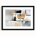 Abstract wall art featuring vibrant strokes and lines in a modern design, framed with a sleek black mat, showcasing a sophisticated aesthetic for home decor.