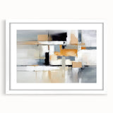 Abstract wall art featuring dynamic strokes and lines in vibrant colors, framed with a white mat, perfect for modern home decor and artistic ambiance.