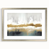 Abstract wall art featuring a design of colorful strokes and lines within a silver frame, showcasing a modern aesthetic perfect for enhancing contemporary interiors.
