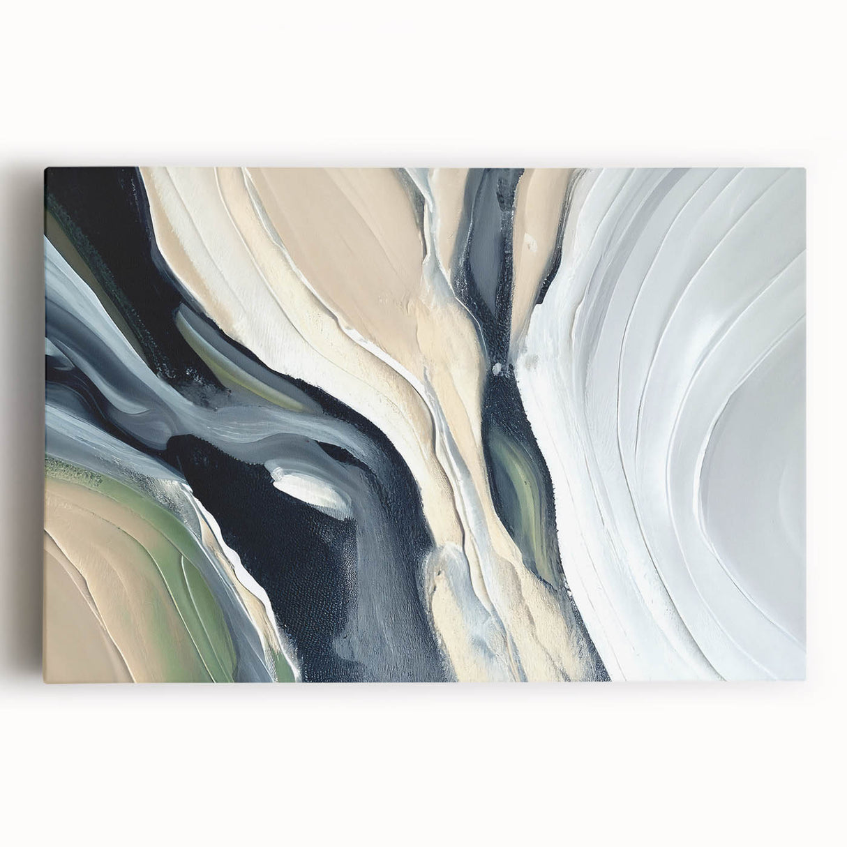Abstract canvas art featuring vibrant strokes and lines in shades of blue, orange, and yellow. Ideal for modern home decor, adding a splash of color to any room.