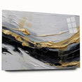 Side view of an abstract strokes and lines design wall art piece made of acrylic glass, showcasing vibrant colors and modern artistic flair, perfect for contemporary decor.