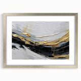 Abstract wall art design featuring colorful strokes and lines in a modern style, framed with a silver mat. Ideal for contemporary home decor.