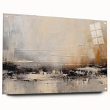 Acrylic glass wall art collection showcasing an abstract design with vibrant strokes and lines, elegantly pinned for a modern display. Perfect for contemporary decor.