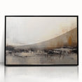Framed wall art featuring an abstract design of colorful strokes and lines in various hues, set in a sleek black frame, ideal for modern decor.