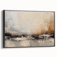 Framed canvas wall art showcasing an abstract design of colorful strokes and lines, featuring a sleek black frame, ideal for modern home decor.