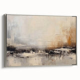 Framed wall art featuring an abstract design with strokes and lines in silver tones, showcasing a modern aesthetic perfect for contemporary decor.