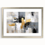 Abstract strokes and lines design wall art in a sleek silver frame, featuring a modern aesthetic that complements contemporary decor, ideal for living spaces.