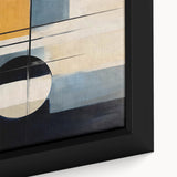 Close-up of a framed canvas featuring an abstract strokes and lines design in vibrant colors, showcasing intricate textures ideal for modern wall decor.
