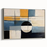 Framed canvas wall art showcasing an abstract design with elegant silver strokes and lines, perfect for modern home decor and artistic interiors.