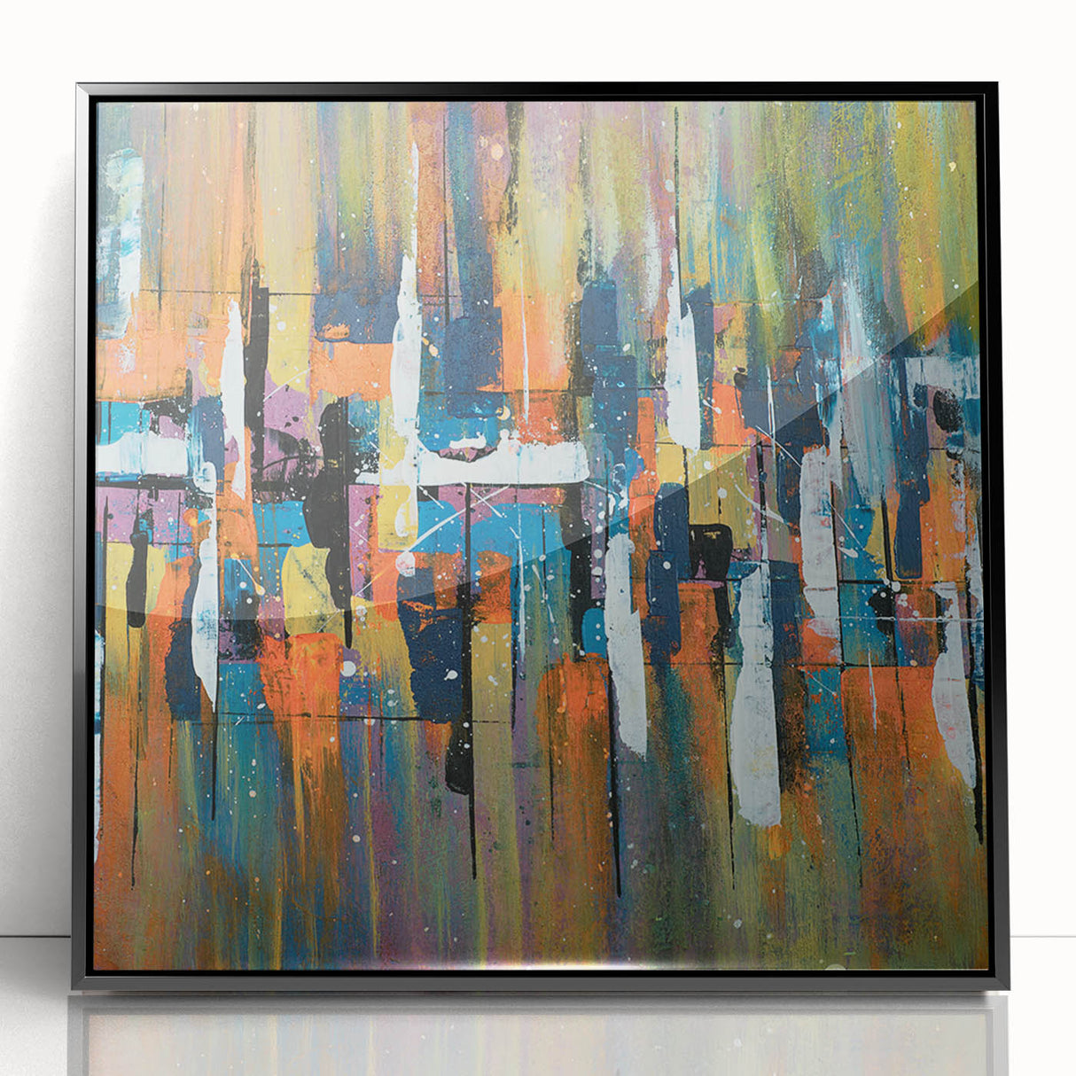 Framed abstract wall art featuring dynamic strokes and lines in black and white, perfect for modern decor. Adds a contemporary touch to any space with its sleek design.