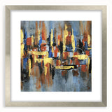 Abstract wall art featuring dynamic strokes and lines in a silver frame with a mat, perfect for modern decor. Ideal for enhancing contemporary interiors.