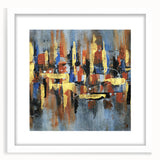 Abstract wall art featuring bold strokes and lines in a contemporary design, framed with a white mat, perfect for modern home decor or office settings.