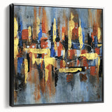 Framed canvas wall art showcasing an abstract design of strokes and lines in black and white, perfect for modern decor, displayed from a side view.