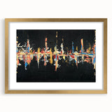 Abstract wall art featuring a modern design of gold strokes and lines, elegantly framed with a mat, perfect for contemporary home decor. Ideal for adding sophistication to living spaces.