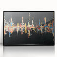 Framed wall art featuring an abstract design of colorful strokes and lines in a sleek black frame. Perfect for modern decor, adding vibrant energy to any space.