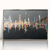 Framed abstract wall art featuring silver strokes and lines on a textured background, adding a modern touch to any interior decor. Perfect for contemporary spaces.