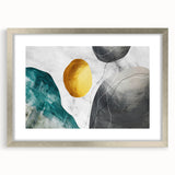 Abstract strokes and lines in a modern design showcased in a silver-framed wall art piece. This stylish artwork adds elegance to any room decor, featuring a sleek mat for depth and enhancement. Perfect for contemporary spaces, it combines artistic flair with a minimalist aesthetic.