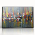 Framed black acrylic wall art featuring abstract strokes and lines design, perfect for modern decor, highlighting fluid shapes in neutral tones. Ideal for enhancing living spaces with a contemporary aesthetic.