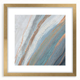 Abstract wall art featuring a collection of vibrant strokes and lines in a gold frame with a mat, showcasing modern design elements perfect for contemporary decor.