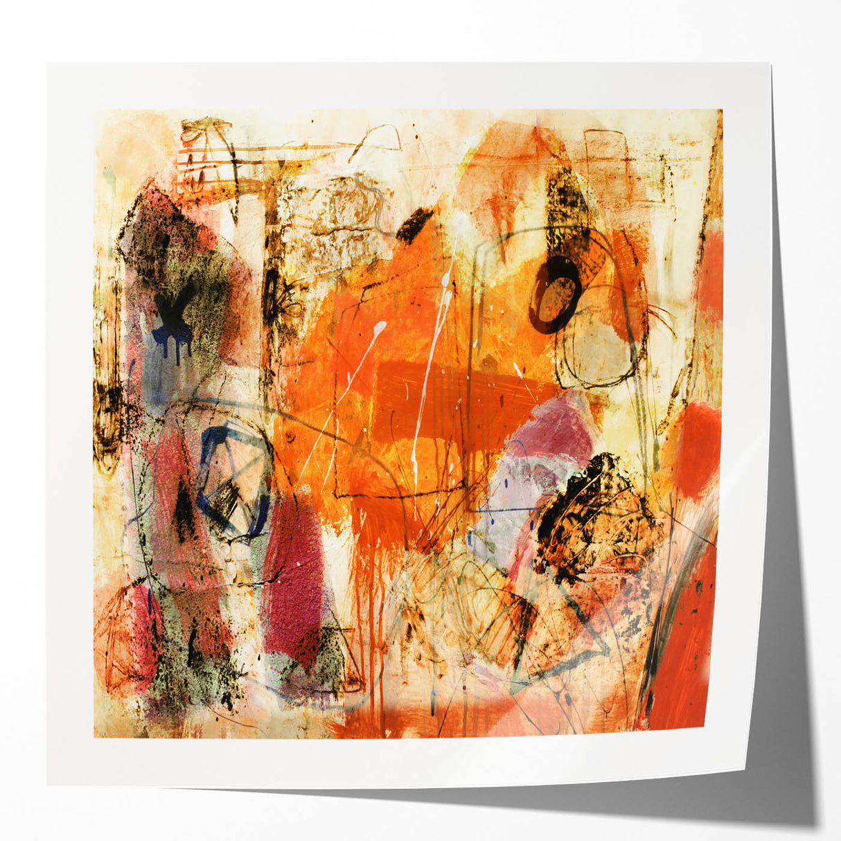 Abstract wall art design showcasing vibrant strokes and lines in a glossy finish, ideal for modern home decor, enhancing any living space with color and style.