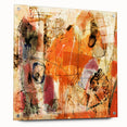 Abstract wall art design showcasing vibrant strokes and lines in bold colors, displayed in an acrylic frame with visible pins, perfect for modern interior decor.