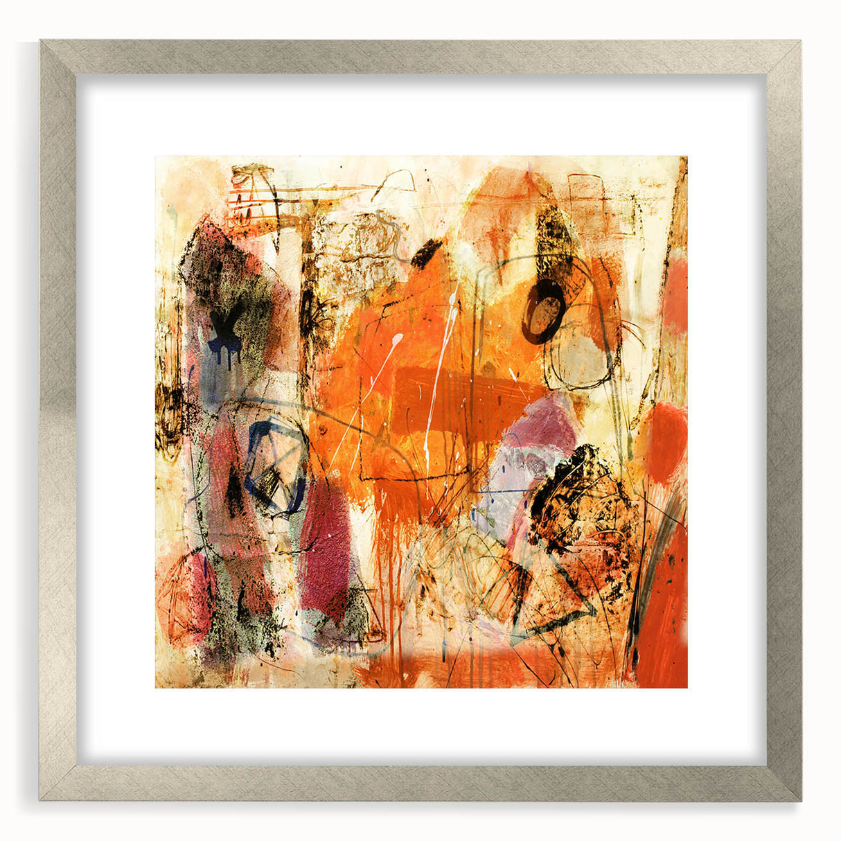 Abstract wall art featuring dynamic strokes and lines in a silver-framed design, showcasing a modern aesthetic perfect for contemporary interiors. Ideal for enhancing living spaces with a touch of elegance and creativity.