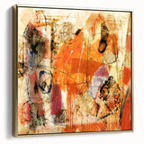 Framed canvas wall art showcasing an abstract design of gold strokes and lines, elegantly presented in a modern setting, ideal for home decor enhancement.