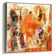 Framed canvas wall art showcasing an abstract design with silver strokes and lines, ideal for modern home decor, viewed from the side highlighting its sleek profile.