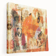 Abstract wall art featuring vibrant strokes and lines in a modern design, displayed on stretched canvas with a side view, perfect for contemporary decor.