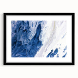 Abstract wall art featuring intertwined strokes and lines in a modern design, framed with a black mat, showcasing a sleek front view for contemporary decor.