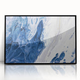 Framed wall art featuring an abstract design of colorful strokes and lines, set against a black background. Ideal for modern decor in living spaces or offices.