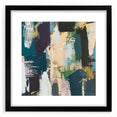 Abstract wall art featuring vibrant strokes and lines in a modern design, framed with a black mat, showcasing a contemporary aesthetic perfect for home decor.