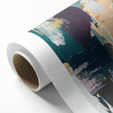 Abstract strokes and lines in vibrant colors create a striking wall art design on rolled canvas, ideal for modern decor. Perfect for adding artistic flair to any space.