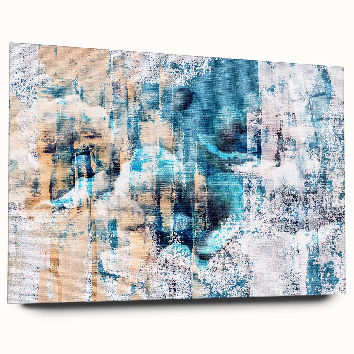 Abstract wall art featuring colorful strokes and lines in a modern design, displayed in a sleek acrylic frame, enhancing contemporary home decor aesthetics.