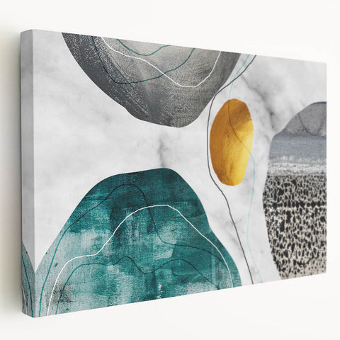 Abstract strokes and lines design on stretched canvas wall art, showcasing vibrant colors and intricate patterns, ideal for modern home decor and artistic expression.