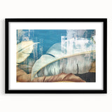 Abstract wall art featuring bold strokes and lines in a modern design, framed with a black mat, ideal for contemporary home decor and artistic interiors.