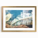 Abstract wall art featuring an intricate design of colorful strokes and lines, elegantly framed with a gold mat, ideal for modern home decor. The artwork brings a vibrant touch to any living space, enhancing aesthetic appeal.