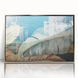Framed abstract wall art featuring dynamic strokes and lines in a silver-acrylic finish; modern decor piece ideal for contemporary living spaces.