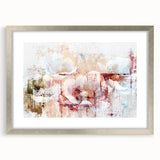 Abstract wall art featuring dynamic strokes and lines in a silver frame with a mat, ideal for modern decor and enhancing interior aesthetics.