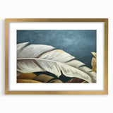 Abstract strokes and lines design on a framed wall art piece, featuring a gold mat and frame, perfect for modern home decor. Ideal for enhancing living spaces.
