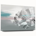 Abstract wall art design showcasing vibrant strokes and lines in a modern acrylic glass frame, side view with decorative pins, perfect for contemporary decor.