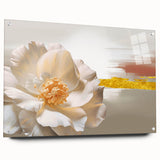 Abstract wall art featuring colorful strokes and lines on acrylic glass, viewed from the side with pins for mounting, ideal for modern decor.