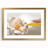 Abstract strokes and lines design wall art in a gold frame with a mat, showcasing a modern aesthetic. Ideal for stylish home decor, enhancing any interior space.