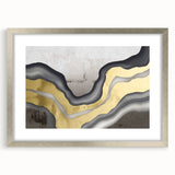 Abstract strokes and lines design in a silver-framed wall art piece, showcasing a modern aesthetic suitable for contemporary decor. Perfect for home or office spaces.