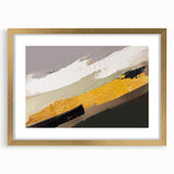 Abstract wall art featuring bold strokes and lines in a modern design, framed in gold with a mat for a sophisticated look, perfect for contemporary decor.