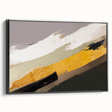 Framed canvas wall art featuring an abstract design with dynamic strokes and lines in black and white, showcasing a modern aesthetic suitable for contemporary decor.
