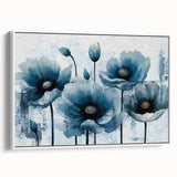 Framed canvas wall art showcasing an abstract design of colorful strokes and lines, set against a white background; ideal for modern home decor.