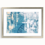 Abstract strokes and lines design wall art in a silver frame with a mat, showcasing a modern aesthetic perfect for contemporary home decor.