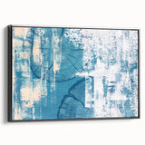 Framed canvas wall art featuring an abstract design with bold strokes and lines in black, creating a modern aesthetic for contemporary home decor.