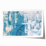 Abstract wall art print showcasing vibrant strokes and lines in shades of blue, yellow, and red, perfect for modern decor. Ideal for enhancing any living space.